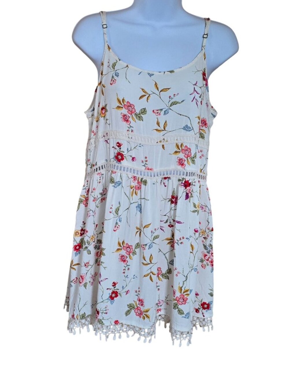 Floral Boho Sundress/romper Summer Sleeveless White beach nautical romance